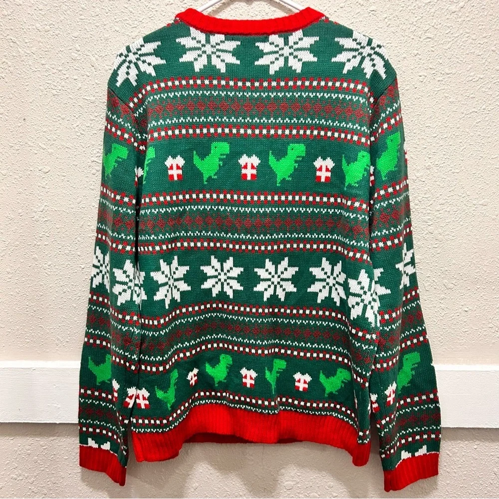 Blizzard Bay Mens Ugly Dinosaur Christmas Sweater NWT Large